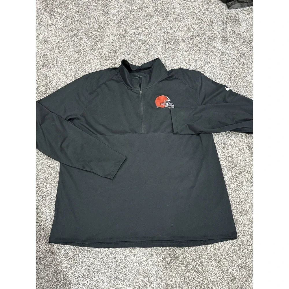 Nike Cleveland Browns Dri-FIT Quarter Zip Pullover Black Mens XXL NFL Football